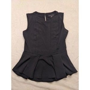 Attention Womens Sleeveless Round Neck Stretch Black Blouse Top Small Zip